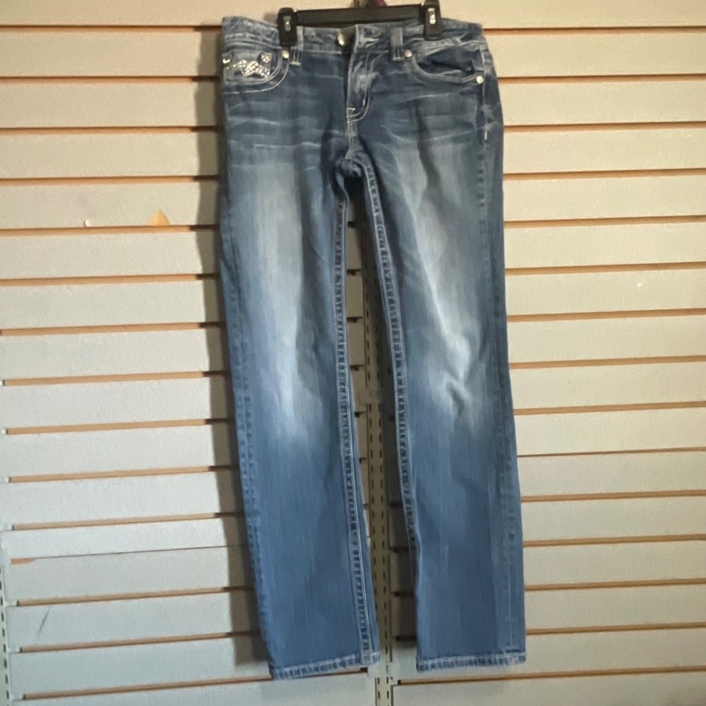 Miss Me Womens Straight Leg Jeans JE1086TL Rhinestone‎ Bling Blue Size 30